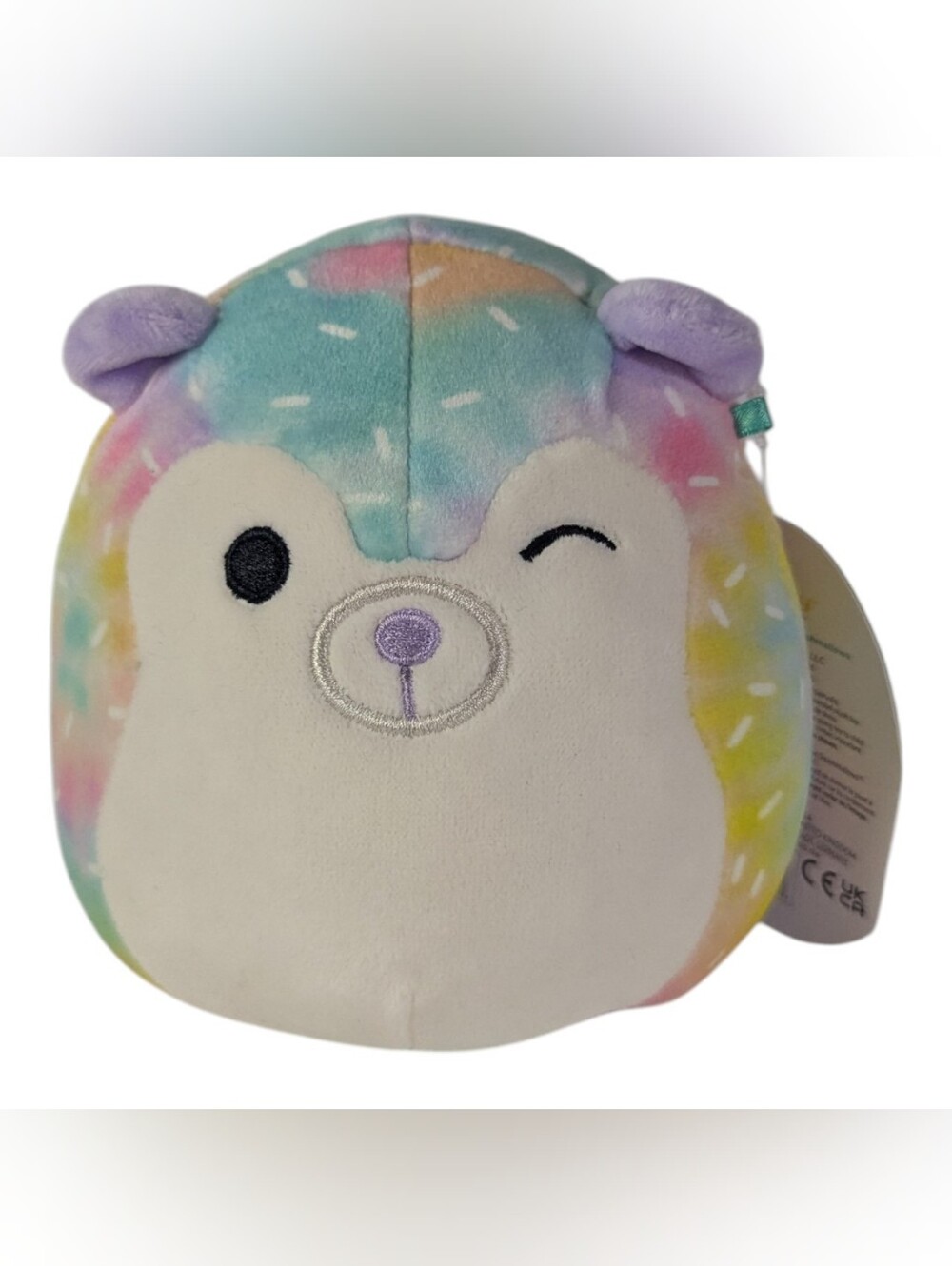 Squishmallows Babette Hedgehog Rainbow Winking Plush Yellow, Pink